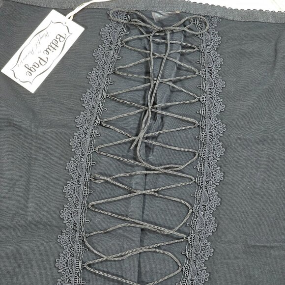 Bettie Page Black Lingerie Skirt with Lace Up Back, Size US 12 - Picture 4 of 7